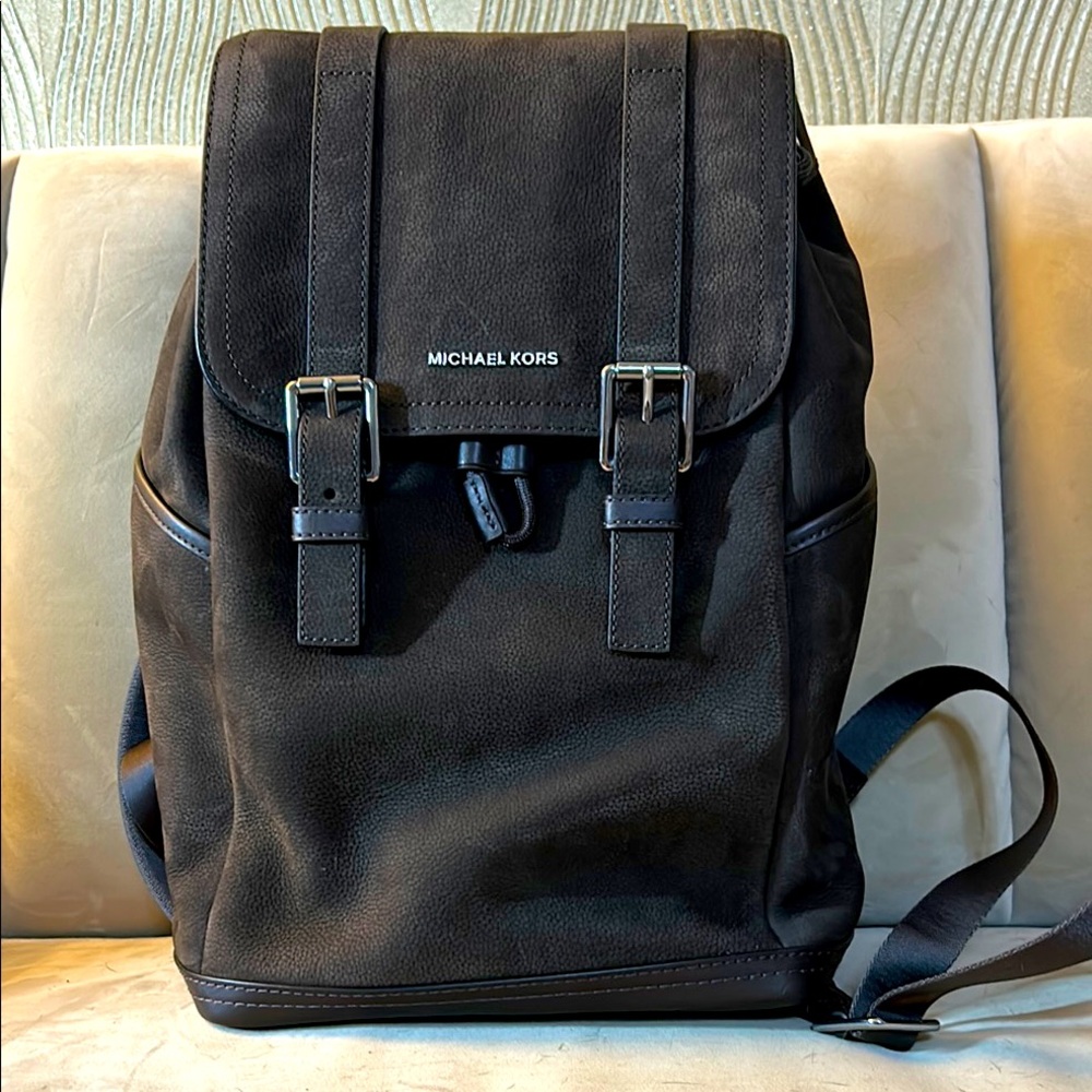 Michael Kors Chocolate Brown Hudson Pebbled Leather Men's Backpack NWT - Picture 6 of 16